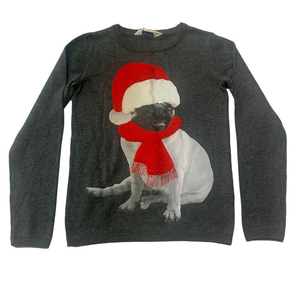 H&M Kids Pullover 100% Cotton Lightweight Long Sleeves Sweater 6-8Y Pug